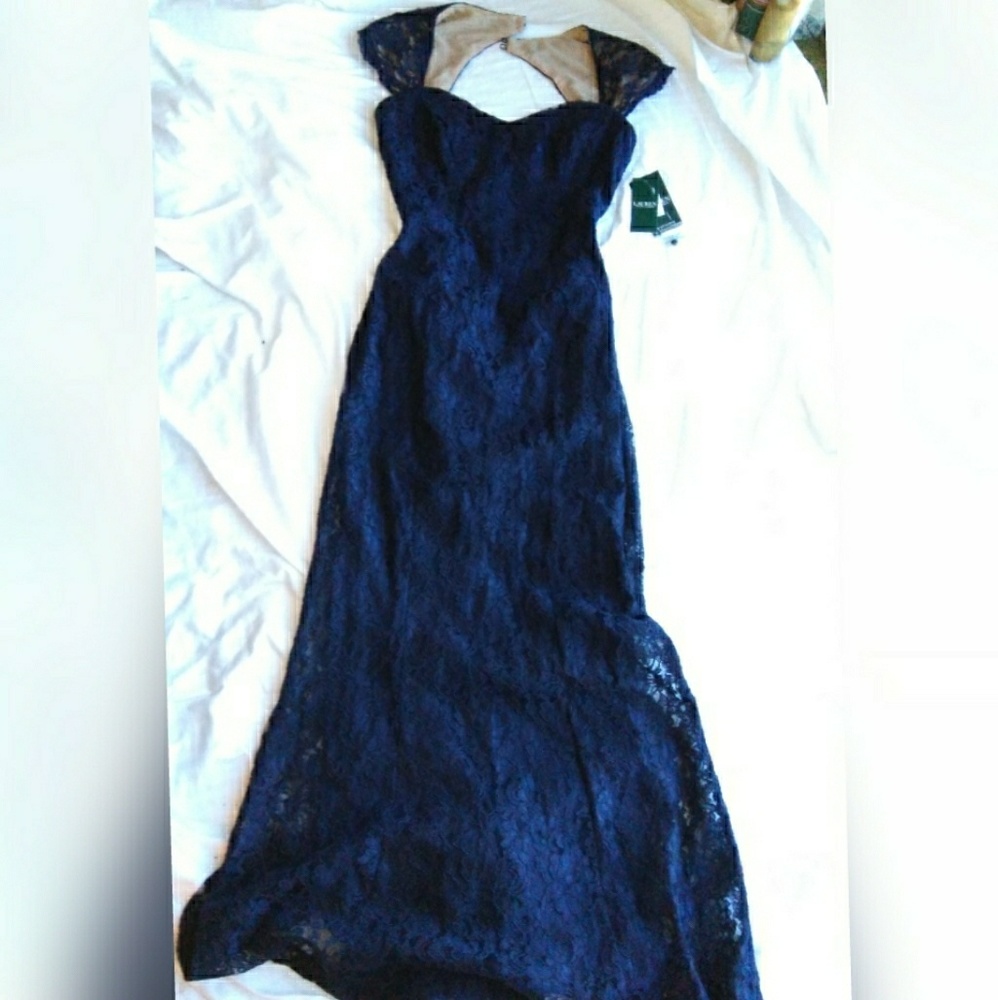 Navy Blue Floor Length Dress